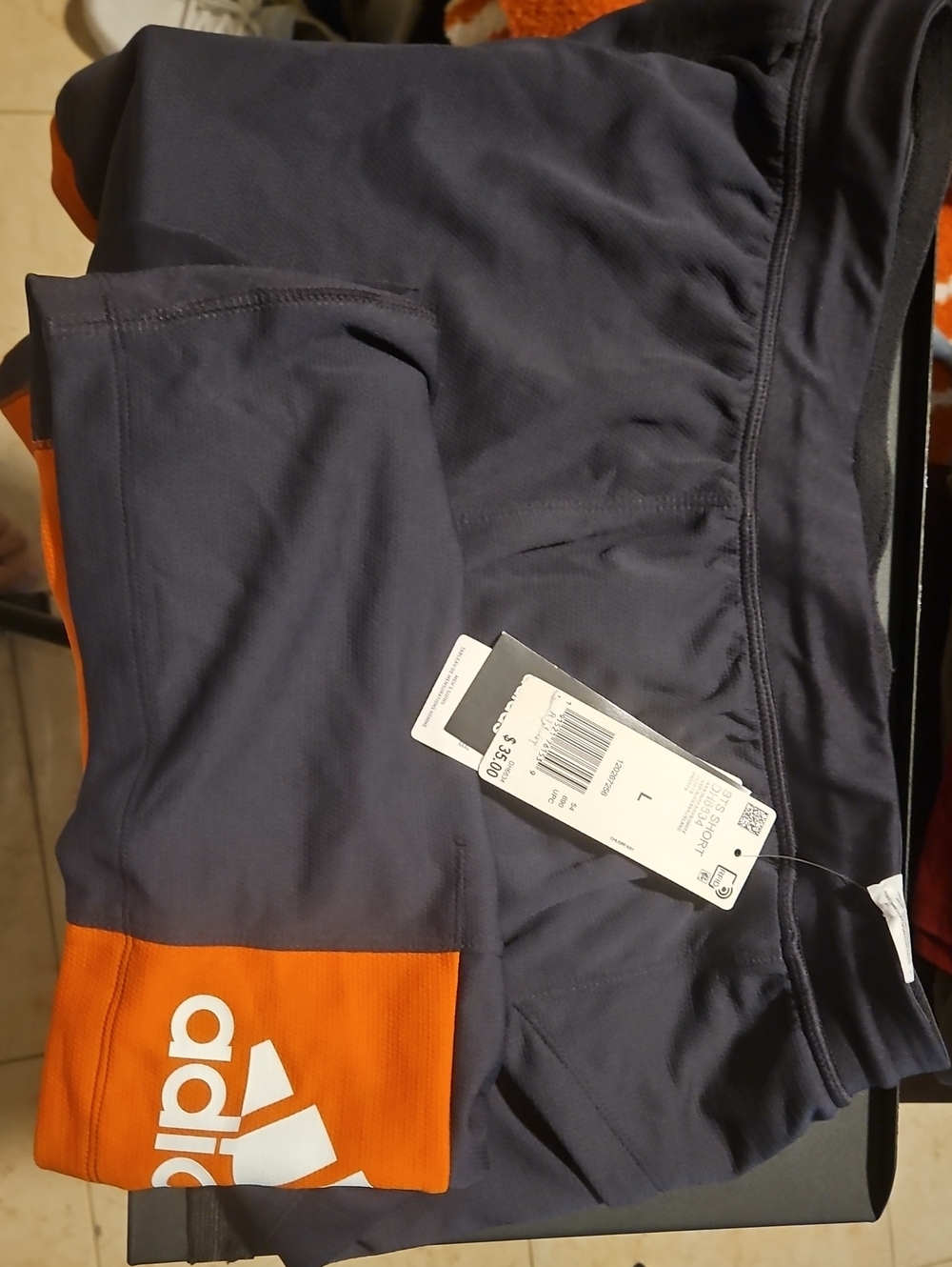 adidas Carbon Athletic Shorts with Orange Panel (25)